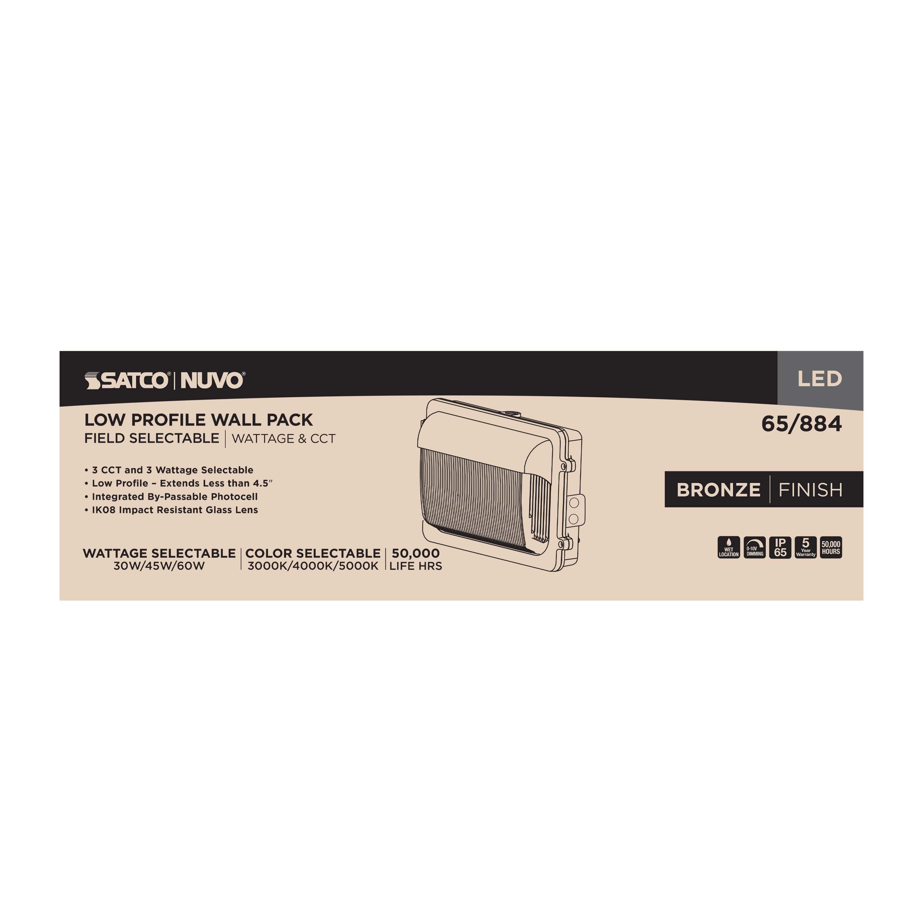 SATCO Satco 65884 Led Low Profile Wall Pack 30W/45W/60W