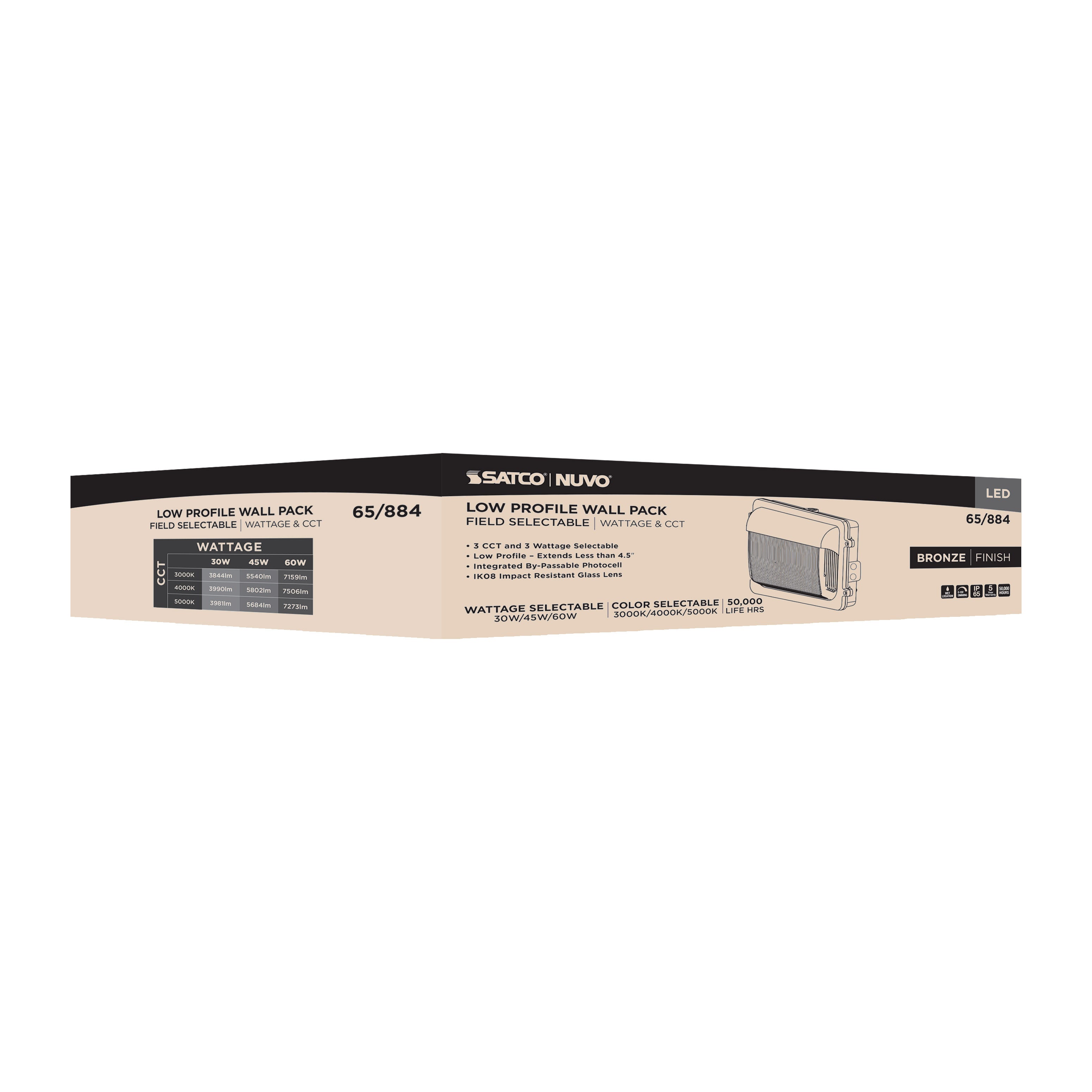 SATCO Satco 65884 Led Low Profile Wall Pack 30W/45W/60W