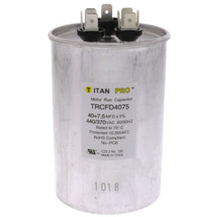 TITAN PRO Titan Pro TRCFD4075 Round Motor Dual Run Capacitor 40/7.5 Microfarad Rating 370-440VAC Voltage