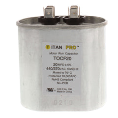 TITAN PRO Titan Pro TOCF20 Motor Run Capacitor, 20 MFD, 3-3/16 in. H