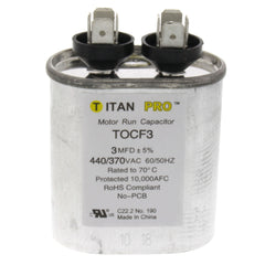 TITAN PRO Titan Pro TOCF3 Motor Run Capacitor, 3 MFD, 2-3/4 in. H