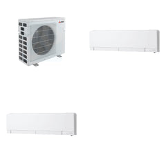 MITSUBISHI ELECTRIC Mitsubishi Multi-Zone 20000 BTU R-454B 20 SEER2 2-Zone Wall-Mounted Hyper Heat Mini Split Heat Pump System - 6K+6K