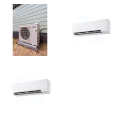 MITSUBISHI ELECTRIC Mitsubishi Multi-Zone 22000 BTU R-454B 20 SEER2 2-Zone Wall-Mounted Hyper Heat Mini Split Heat Pump System - 9K+18K