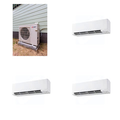 MITSUBISHI ELECTRIC Mitsubishi Multi-Zone 22000 BTU R-454B 20 SEER2 3-Zone Wall-Mounted Hyper Heat Mini Split Heat Pump System - 9K+9K+9K