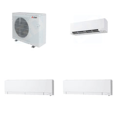 MITSUBISHI ELECTRIC Mitsubishi Multi-Zone 28600 BTU R-454B 20 SEER2 3-Zone Wall-Mounted Hyper Heat Mini Split Heat Pump System - 9K+12K+12K
