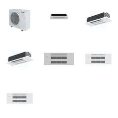 MITSUBISHI ELECTRIC Mitsubishi Multi-Zone 28600 BTU R-454B 20 SEER2 3-Zone 1-Way Ceiling Cassette Mini Split Heat Pump System - 6K+12K+12K