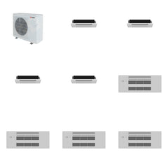 MITSUBISHI ELECTRIC Mitsubishi Multi-Zone 28600 BTU R-454B 20 SEER2 4-Zone 1-Way Ceiling Cassette Mini Split Heat Pump System - 6K+6K+6K+6K