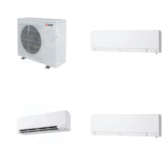MITSUBISHI ELECTRIC Mitsubishi Multi-Zone 36400 BTU R-454B 20 SEER2 3-Zone Wall-Mounted Hyper Heat Mini Split Heat Pump System - 6K+9K+12K