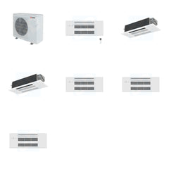 MITSUBISHI ELECTRIC Mitsubishi Multi-Zone 36400 BTU R-454B 20 SEER2 3-Zone 1-Way Ceiling Cassette Mini Split Heat Pump System - 9K+12K+12K