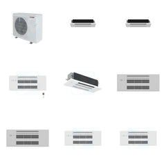 MITSUBISHI ELECTRIC Mitsubishi Multi-Zone 36400 BTU R-454B 20 SEER2 4-Zone 1-Way Ceiling Cassette Mini Split Heat Pump System - 6K+6K+9K+18K