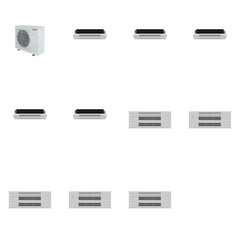 MITSUBISHI ELECTRIC Mitsubishi Multi-Zone 36400 BTU R-454B 20 SEER2 5-Zone 1-Way Ceiling Cassette Mini Split Heat Pump System - 6K+6K+6K+6K+6K