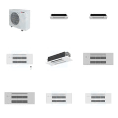 MITSUBISHI ELECTRIC Mitsubishi Multi-Zone 36400 BTU R-454B 20 SEER2 4-Zone 1-Way Ceiling Cassette Mini Split Heat Pump System - 6K+6K+9K+12K