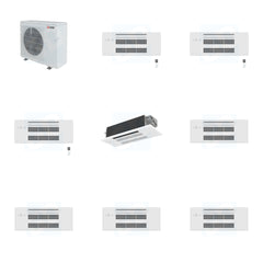 MITSUBISHI ELECTRIC Mitsubishi Multi-Zone 36400 BTU R-454B 20 SEER2 4-Zone 1-Way Ceiling Cassette Mini Split Heat Pump System - 9K+9K+9K+12K