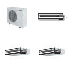 MITSUBISHI ELECTRIC Mitsubishi Multi-Zone 36400 BTU R-454B 16 SEER2 3-Zone Ducted Low-Static Mini Split Heat Pump System - 9K+12K+15K