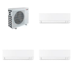MITSUBISHI ELECTRIC Mitsubishi Multi-Zone 40500 BTU R-454B 20 SEER2 3-Zone Wall-Mounted Mini Split Heat Pump System - 15K+15K+18K