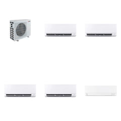 MITSUBISHI ELECTRIC Mitsubishi Multi-Zone 40500 BTU R-454B 20 SEER2 5-Zone Wall-Mounted Mini Split Heat Pump System - 6K+6K+9K+9K+18K