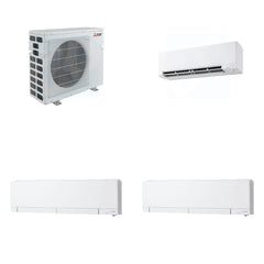 MITSUBISHI ELECTRIC Mitsubishi Multi-Zone 40500 BTU R-454B 20 SEER2 3-Zone Wall-Mounted Hyper Heat Mini Split Heat Pump System - 9K+12K+12K