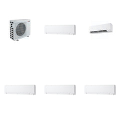 MITSUBISHI ELECTRIC Mitsubishi Multi-Zone 40500 BTU R-454B 20 SEER2 5-Zone Wall-Mounted Hyper Heat Mini Split Heat Pump System - 6K+9K+12K+12K+12K