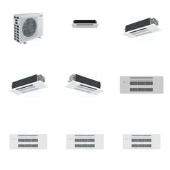 MITSUBISHI ELECTRIC Mitsubishi Multi-Zone 40500 BTU R-454B 20 SEER2 4-Zone 1-Way Ceiling Cassette Mini Split Heat Pump System - 6K+12K+12K+18K