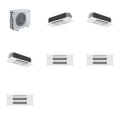 MITSUBISHI ELECTRIC Mitsubishi Multi-Zone 40500 BTU R-454B 20 SEER2 3-Zone 1-Way Ceiling Cassette Mini Split Heat Pump System - 12K+18K+18K