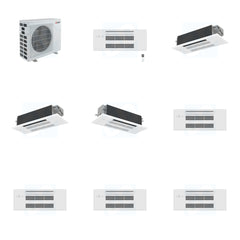 MITSUBISHI ELECTRIC Mitsubishi Multi-Zone 40500 BTU R-454B 20 SEER2 4-Zone 1-Way Ceiling Cassette Mini Split Heat Pump System - 9K+12K+12K+18K