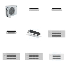 MITSUBISHI ELECTRIC Mitsubishi Multi-Zone 40500 BTU R-454B 20 SEER2 4-Zone 1-Way Ceiling Cassette Mini Split Heat Pump System - 6K+6K+6K+18K