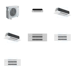 MITSUBISHI ELECTRIC Mitsubishi Multi-Zone 40500 BTU R-454B 20 SEER2 3-Zone 1-Way Ceiling Cassette Mini Split Heat Pump System - 6K+18K+18K