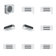 MITSUBISHI ELECTRIC Mitsubishi Multi-Zone 40500 BTU R-454B 20 SEER2 4-Zone 1-Way Ceiling Cassette Mini Split Heat Pump System - 9K+9K+12K+18K