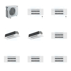 MITSUBISHI ELECTRIC Mitsubishi Multi-Zone 40500 BTU R-454B 20 SEER2 4-Zone 1-Way Ceiling Cassette Mini Split Heat Pump System - 9K+9K+12K+12K