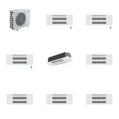 MITSUBISHI ELECTRIC Mitsubishi Multi-Zone 40500 BTU R-454B 20 SEER2 4-Zone 1-Way Ceiling Cassette Mini Split Heat Pump System - 9K+9K+9K+12K
