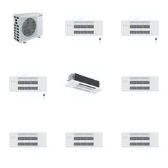 MITSUBISHI ELECTRIC Mitsubishi Multi-Zone 40500 BTU R-454B 20 SEER2 4-Zone 1-Way Ceiling Cassette Mini Split Heat Pump System - 9K+9K+9K+18K