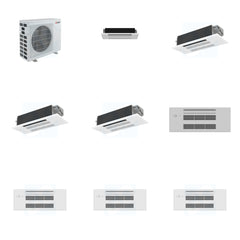 MITSUBISHI ELECTRIC Mitsubishi Multi-Zone 40500 BTU R-454B 20 SEER2 4-Zone 1-Way Ceiling Cassette Mini Split Heat Pump System - 6K+12K+12K+12K