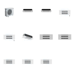 MITSUBISHI ELECTRIC Mitsubishi Multi-Zone 40500 BTU R-454B 20 SEER2 5-Zone 1-Way Ceiling Cassette Mini Split Heat Pump System - 6K+6K+9K+9K+18K