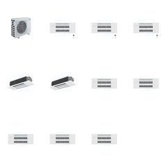 MITSUBISHI ELECTRIC Mitsubishi Multi-Zone 40500 BTU R-454B 20 SEER2 5-Zone 1-Way Ceiling Cassette Mini Split Heat Pump System - 9K+9K+9K+12K+12K