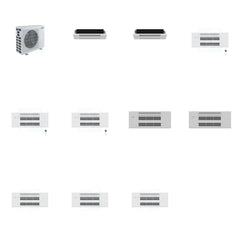 MITSUBISHI ELECTRIC Mitsubishi Multi-Zone 40500 BTU R-454B 20 SEER2 5-Zone 1-Way Ceiling Cassette Mini Split Heat Pump System - 6K+6K+9K+9K+9K
