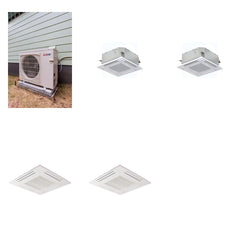 MITSUBISHI ELECTRIC Mitsubishi Multi-Zone 22000 BTU R-454B 20 SEER2 2-Zone 2'x2' Ceiling Cassette Mini Split Heat Pump System - 9K+15K