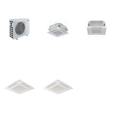 MITSUBISHI ELECTRIC Mitsubishi Multi-Zone 40500 BTU R-454B 20 SEER2 2-Zone 2'x2' Ceiling Cassette Mini Split Heat Pump System - 9K+12K