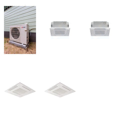 MITSUBISHI ELECTRIC Mitsubishi Multi-Zone 22000 BTU R-454B 20 SEER2 2-Zone 2'x2' Ceiling Cassette Mini Split Heat Pump System - 12K+12K