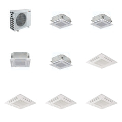 MITSUBISHI ELECTRIC Mitsubishi Multi-Zone 40500 BTU R-454B 20 SEER2 4-Zone 2'x2' Ceiling Cassette Mini Split Heat Pump System - 9K+9K+12K+15K