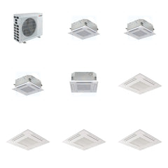 MITSUBISHI ELECTRIC Mitsubishi Multi-Zone 40500 BTU R-454B 20 SEER2 4-Zone 2'x2' Ceiling Cassette Mini Split Heat Pump System - 9K+9K+9K+12K
