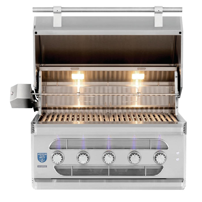 AMERICAN MADE GRILL American Made Grill MUS54-LP Muscle 54-Inch Built-in Dual Fuel Wood and Gas Grill with Infrared Searing Burner and Rotisserie Kit Propane
