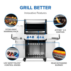 NAPOLEON BBQ Napoleon Bbq PRO500RSIBNSS-3 Prestige PRO 500 RSIB Natural Gas Grill 900 sq.in