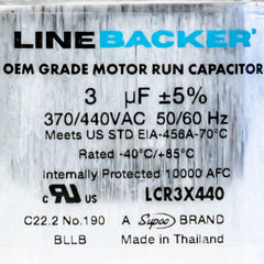 SUPCO Supco LCR3X440 Capacitor Oval Run 3 uf 370/440 Volts