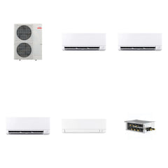 MITSUBISHI ELECTRIC Mitsubishi Multi-Zone 36000 BTU R-454B 20 SEER2 4-Zone Wall-Mounted Mini Split Heat Pump System - 6K+6K+9K+18K