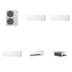 MITSUBISHI ELECTRIC Mitsubishi Multi-Zone 36000 BTU R-454B 20 SEER2 4-Zone Wall-Mounted Hyper Heat Mini Split Heat Pump System - 6K+6K+6K+15K
