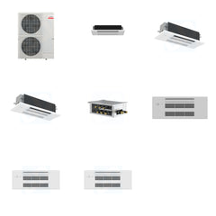 MITSUBISHI ELECTRIC Mitsubishi Multi-Zone 36000 BTU R-454B 20 SEER2 3-Zone 1-Way Ceiling Cassette Mini Split Heat Pump System - 6K+18K+18K