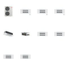 MITSUBISHI ELECTRIC Mitsubishi Multi-Zone 36000 BTU R-454B 20 SEER2 4-Zone 1-Way Ceiling Cassette Mini Split Heat Pump System - 9K+9K+9K+18K