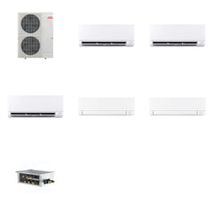 MITSUBISHI ELECTRIC Mitsubishi Multi-Zone 48000 BTU R-454B 20 SEER2 5-Zone Wall-Mounted Mini Split Heat Pump System - 6K+12K+12K+15K+15K
