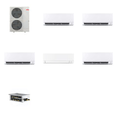 MITSUBISHI ELECTRIC Mitsubishi Multi-Zone 48000 BTU R-454B 20 SEER2 5-Zone Wall-Mounted Mini Split Heat Pump System - 6K+6K+9K+15K+24K
