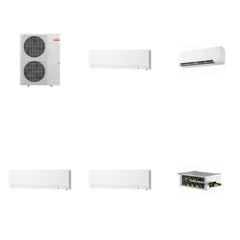 MITSUBISHI ELECTRIC Mitsubishi Multi-Zone 48000 BTU R-454B 20 SEER2 4-Zone Wall-Mounted Hyper Heat Mini Split Heat Pump System - 6K+9K+12K+12K